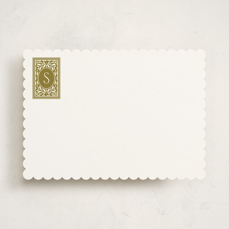 "Nobel" - Personalized Stationery Cards in Olive by Kelly Watkins - Front