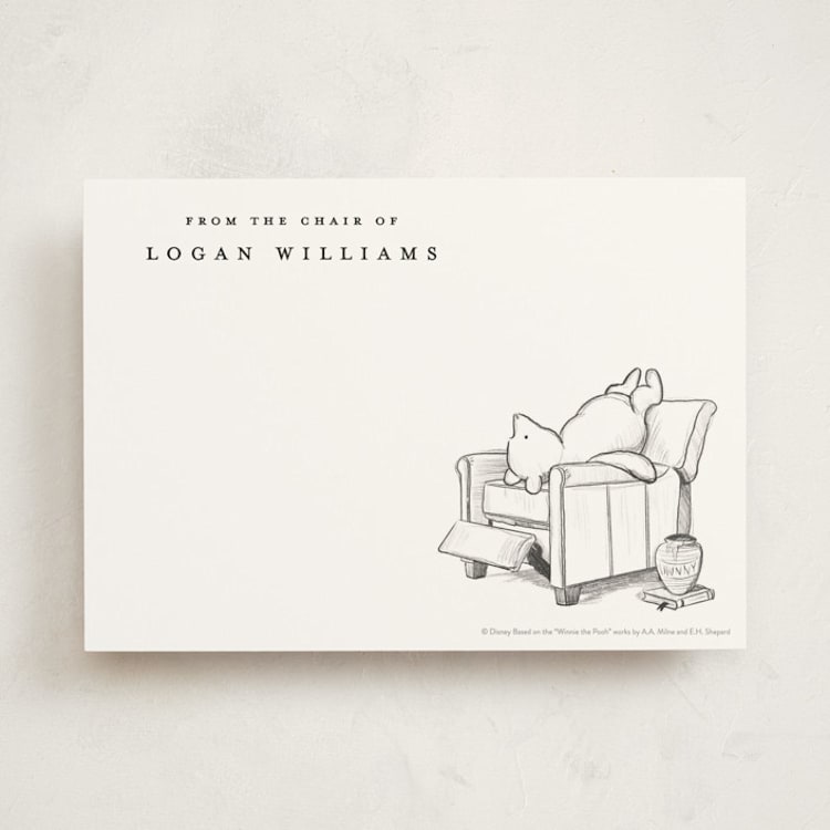 "Disney's Winnie The Pooh Lounging" - Personalized Stationery Cards in Polar Bear by Stefanie Lane - Front