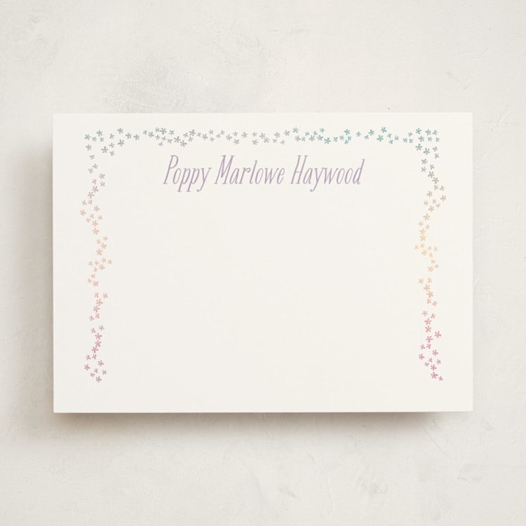 "tiny flora" - Personalized Stationery Cards in Purple Thistle by Kate Ross - Front