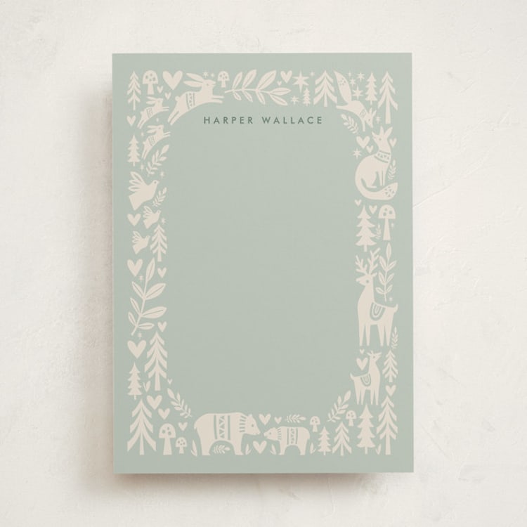 "fable" - Personalized Stationery Cards in Sage by Karidy Walker - Front