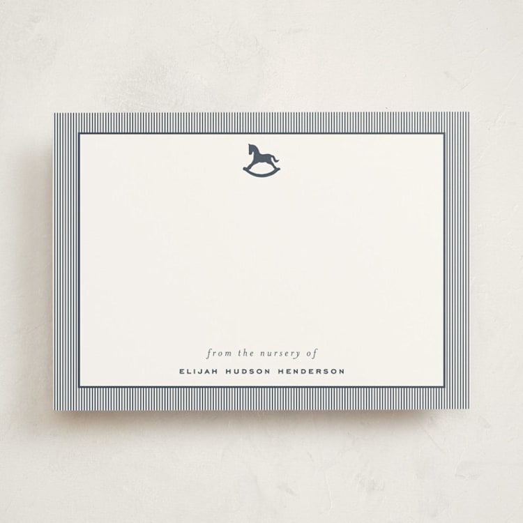 "Classic Horse" - Personalized Stationery Cards in Navy by Emily Betts - Front