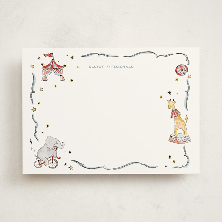 "Circus" - Personalized Stationery Cards in Sky by Pati Cascino - Front