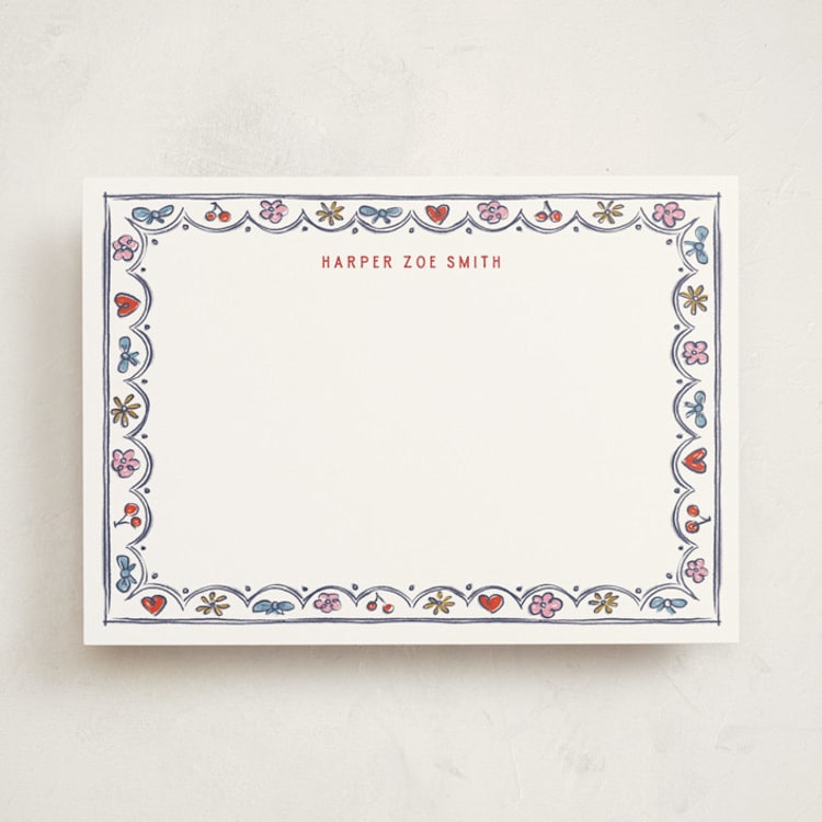 "Little Icons" - Personalized Stationery Cards in Sky by Pati Cascino - Front