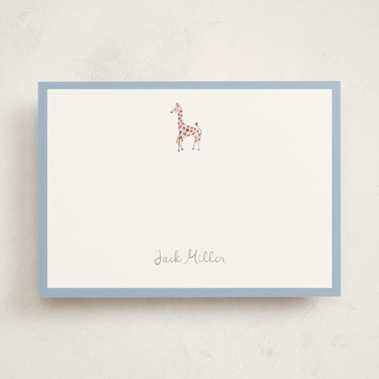 "Safari Friends" - Personalized Stationery Cards in Sky by Teju Reval - Front