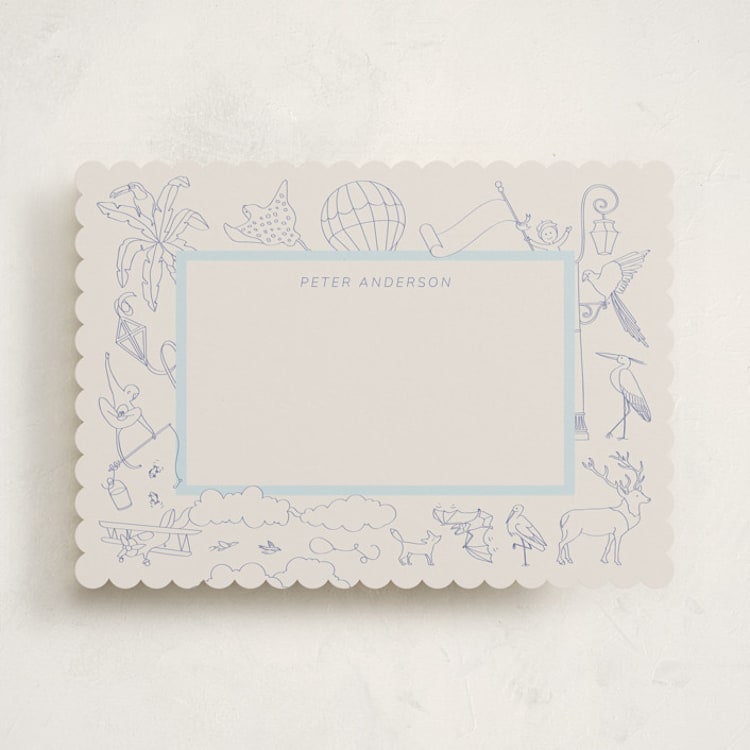 "My Fantastic World Suite" - Personalized Stationery Cards in Navy by Paloma Morand Monteil - Front
