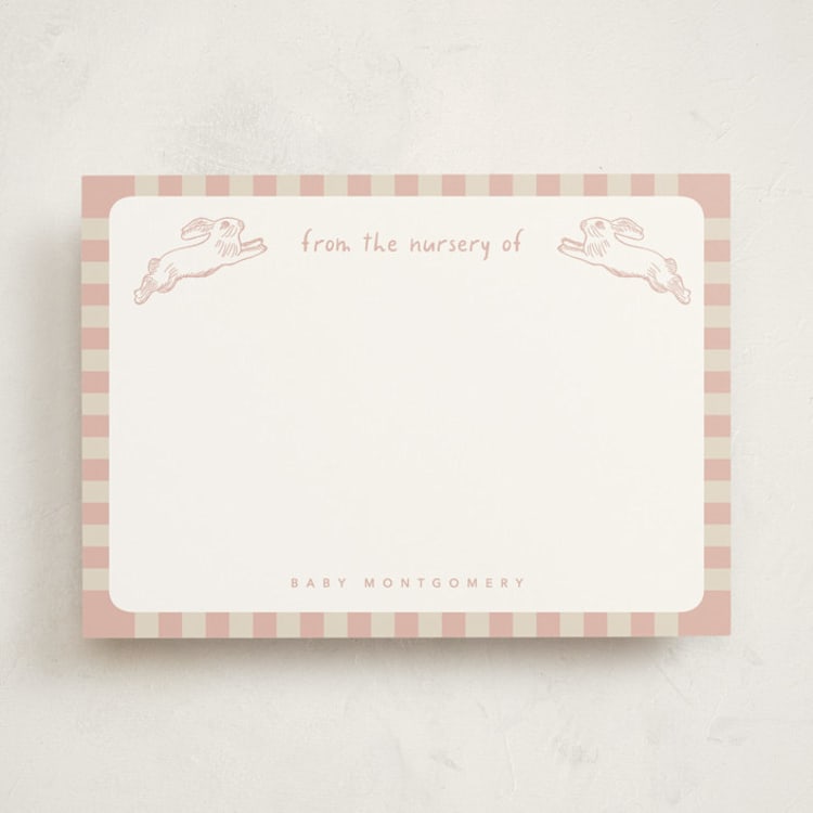 "Flying Bunny" - Personalized Stationery Cards in Petal by Zani van Zyl - Front