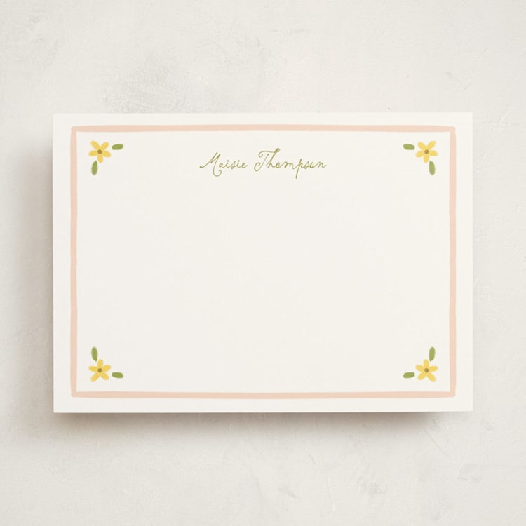 "Daisy" - Personalized Stationery Cards in Daffodil by Morgan Kendall - Front