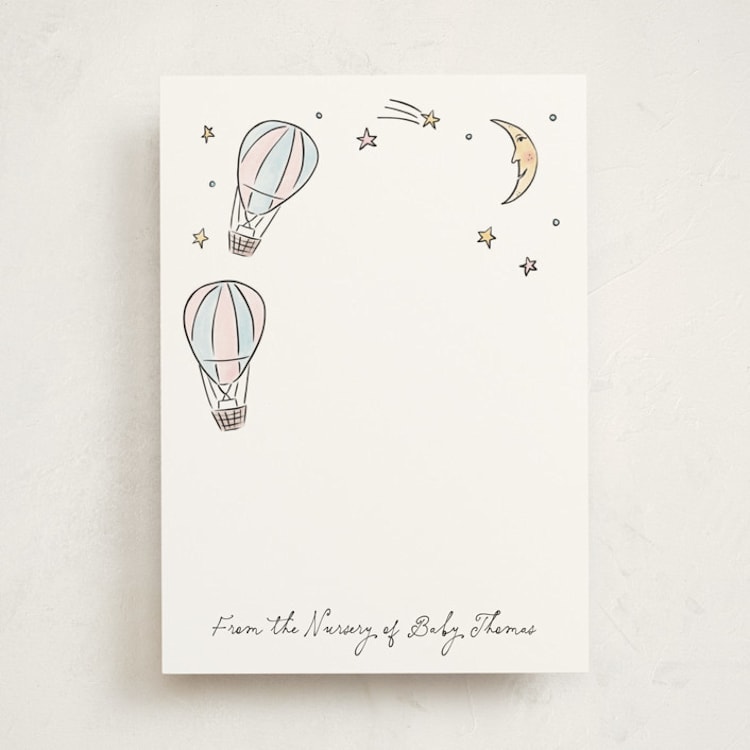 "Whimsical World" - Personalized Stationery Cards in Sky by Ashlee Townsend - Front
