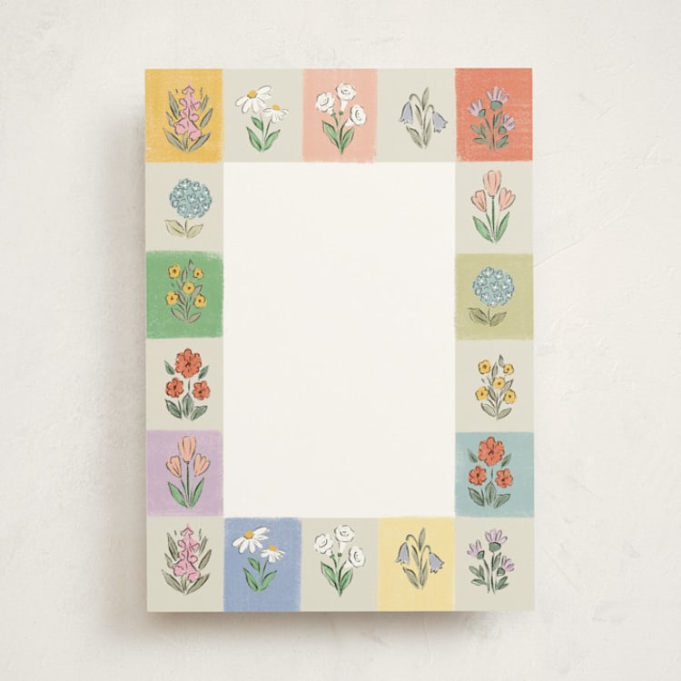 "Checkered flowers" - Personalized Stationery Cards in Marshmallow by Hanna Symonovych - Front