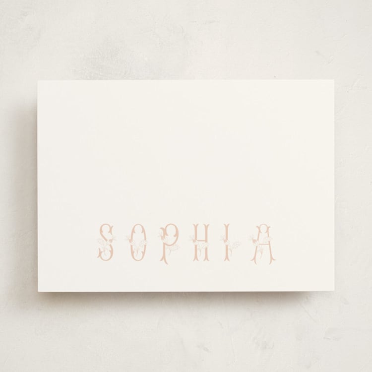"floral" - Personalized Stationery Cards in Peach by Lori Wemple - Front
