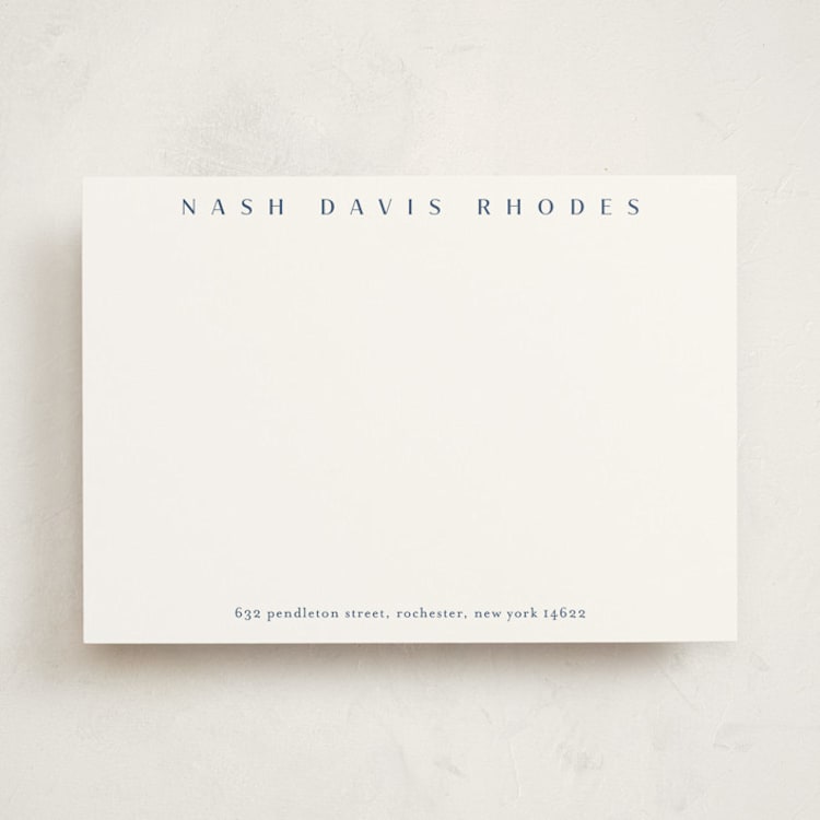 "Letterhead" - Personalized Stationery Cards in Cobalt by Stacey Meacham - Front