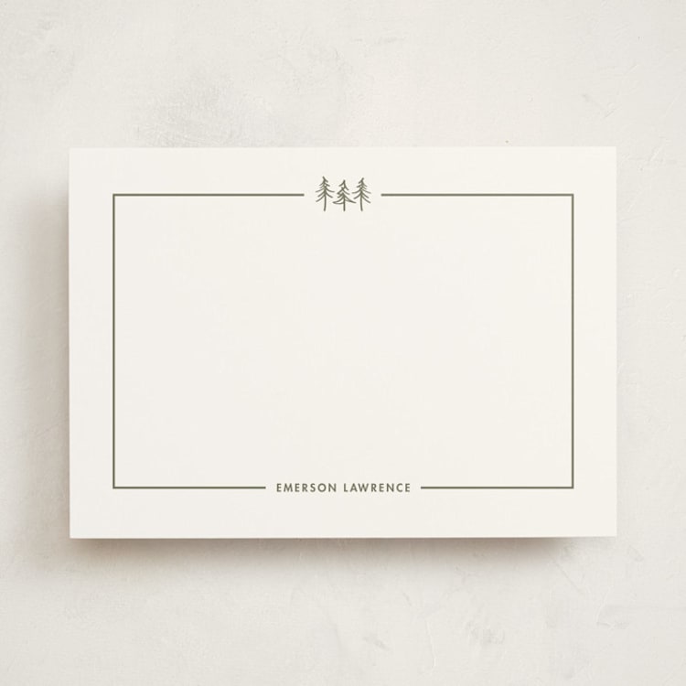 "Three Pines" - Personalized Stationery Cards in Ponderosa by Townsend Majors - Front