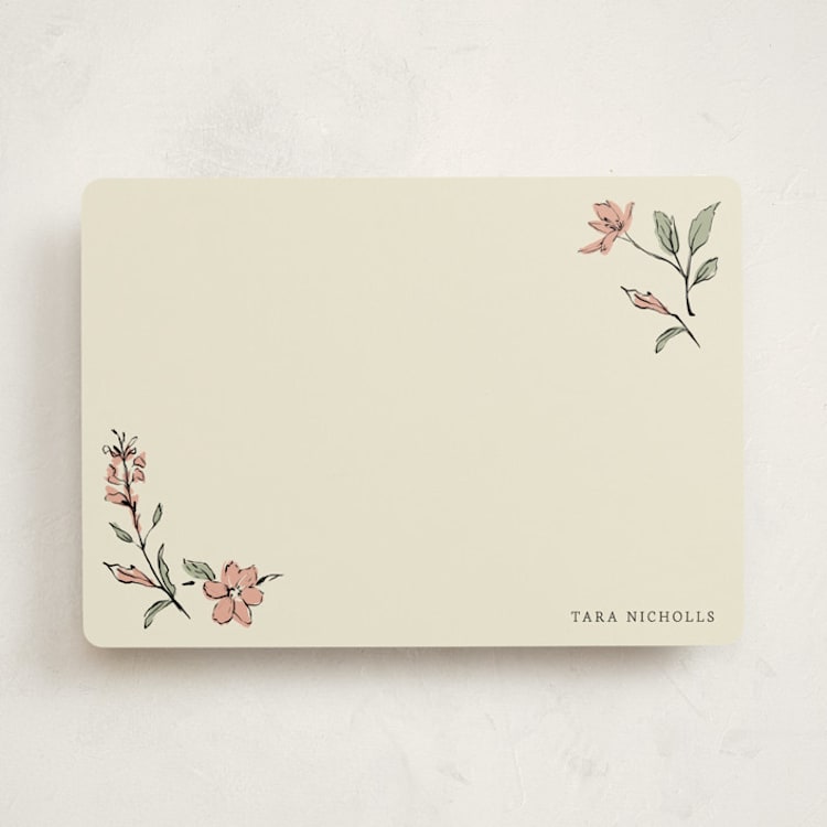 "Elegant Floral Stationery" - Personalized Stationery Cards in Coral by RachelYaej - Front