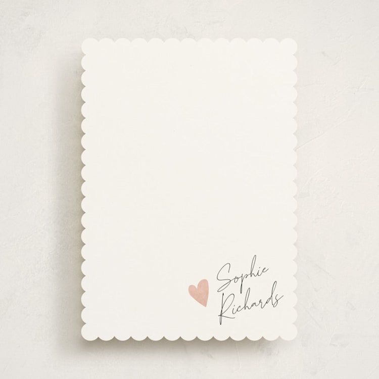 "Signed Heart" - Personalized Stationery Cards in Blush by Adelyn T. - Front