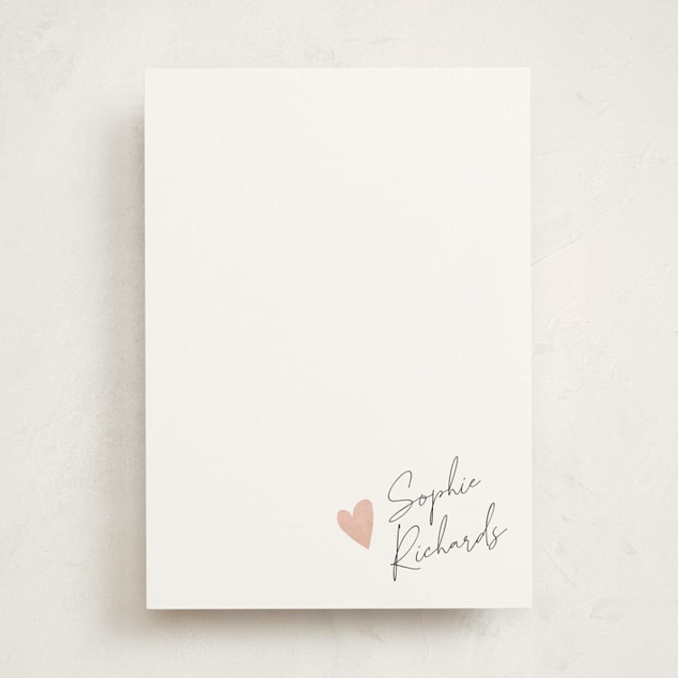 "Signed Heart" - Personalized Stationery Cards in Blush by Adelyn T. - Front