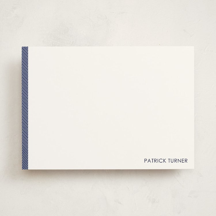 "Herringbone" - Personalized Stationery Cards in Navy by Seth Caskey - Front
