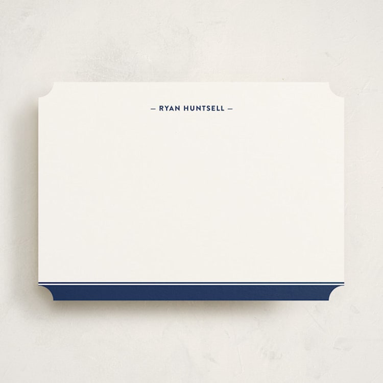 "Preppy Stripe" - Personalized Stationery Cards in Navy by Ann Gardner - Front