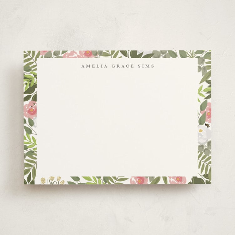 "Amelia" - Personalized Stationery Cards in Petal by Elizabeth Bishop - Front