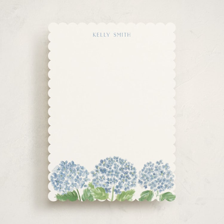 "Hydrangea Love" - Personalized Stationery Cards in Sky by Lydia Carns - Front