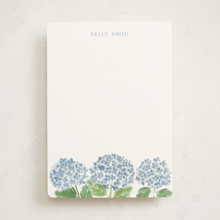 "Hydrangea Love" - Personalized Stationery Cards in Sky by Lydia Carns - Front