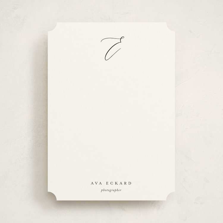 "Initial" - Personalized Stationery Cards in Onyx by Jennifer Postorino - Front
