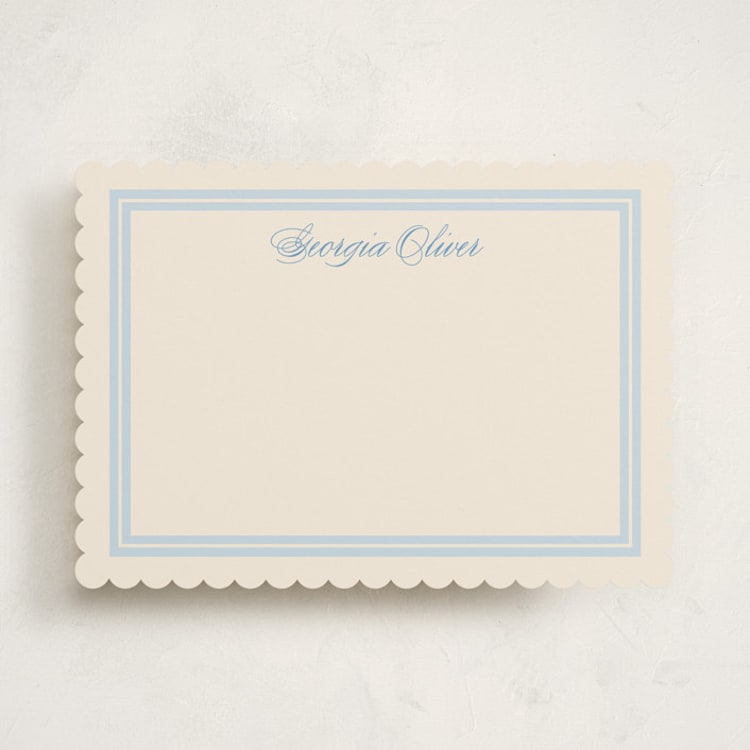 "Classic Start" - Personalized Stationery Cards in Powder Blue by Carolyn MacLaren - Front