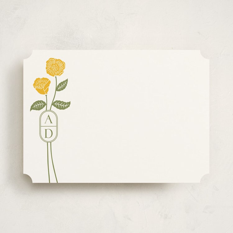 "cottage flowers" - Personalized Stationery Cards in Buttercup by Jessica Yeo - Front