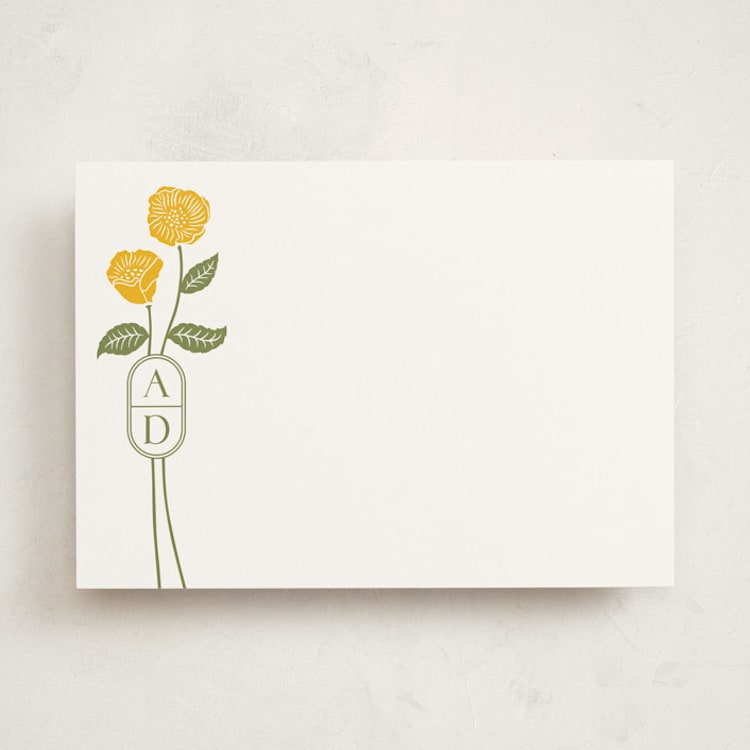 "cottage flowers" - Personalized Stationery Cards in Buttercup by Jessica Yeo - Front