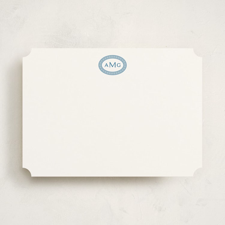 "Ellipse Monogram" - Personalized Stationery Cards in Cerulean by Olivia Raufman - Front