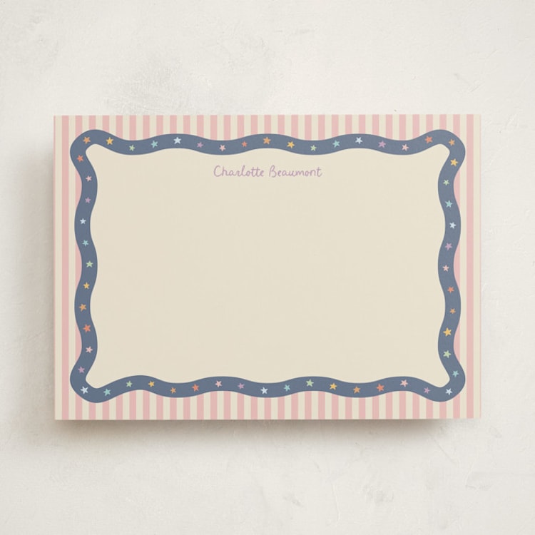 "Star Parade" - Personalized Stationery Cards in Cotton Candy by Rebecca Dymon - Front