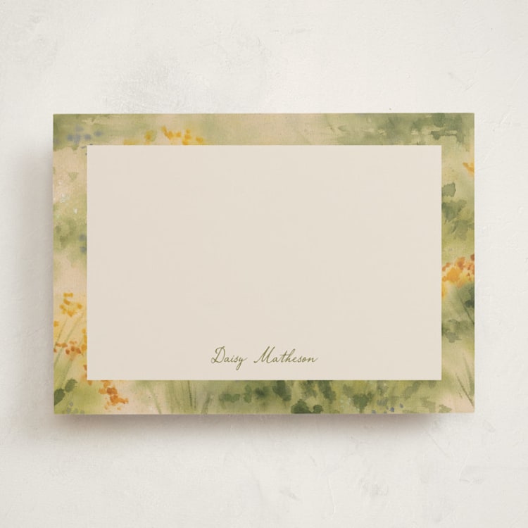 "Wildflower Meadow" - Personalized Stationery Cards in Spring by Holly Whitcomb - Front
