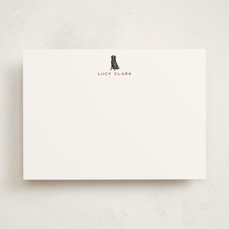 "Black Labrador" - Personalized Stationery Cards in Bordeaux by Sarah Knight - Front