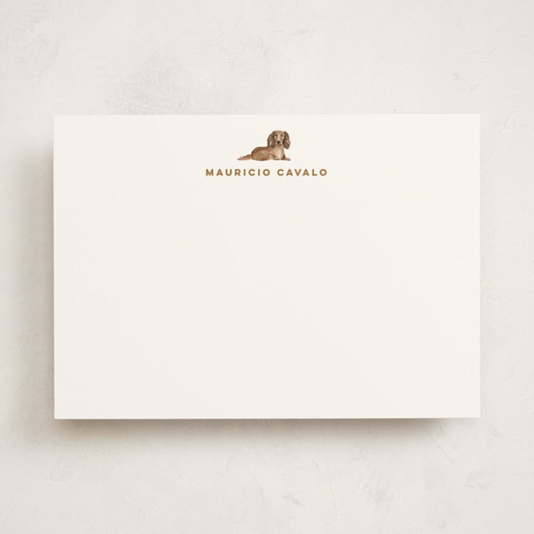 "Dachsund" - Personalized Stationery Cards in Biscuit by Sarah Knight - Front
