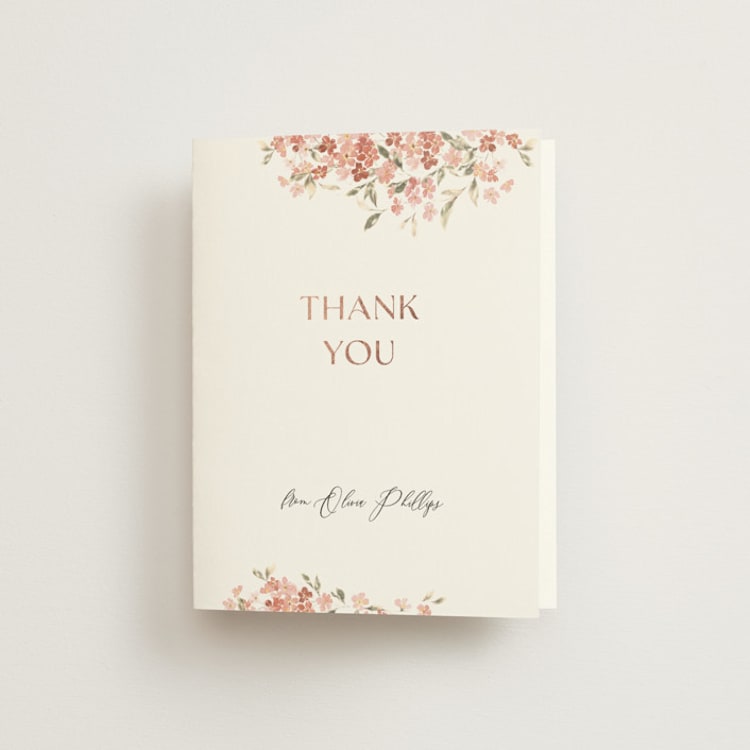 "Botanical Cheers" - Foil-Pressed Bridal Shower Thank You Cards in Petal by Itsy Belle Studio - Front