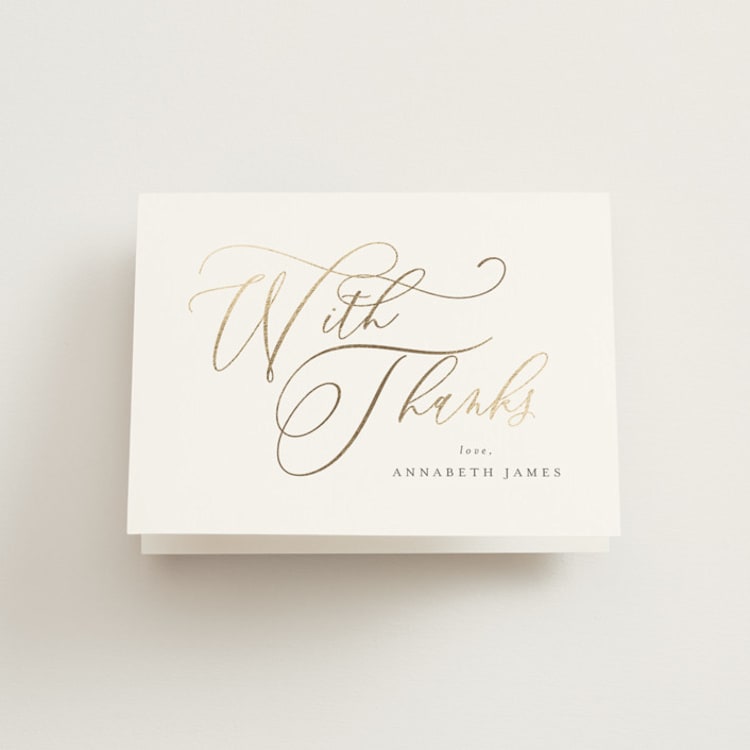 "POSH" - Foil-Pressed Bridal Shower Thank You Cards in Waterlily by Melanie Kosuge - Front