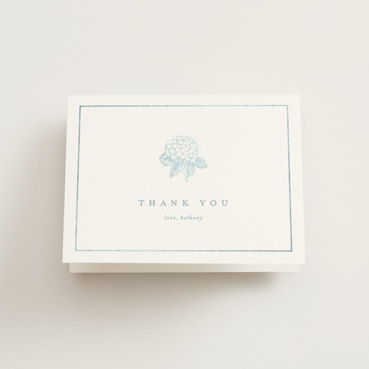 "Hydrangea Bloom" - Foil-Pressed Bridal Shower Thank You Cards in Seaside by Stacey Meacham - Front
