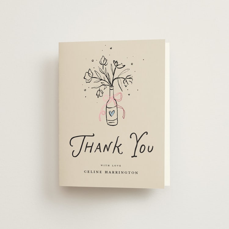 "Bubbly Brunch" - Foil-Pressed Bridal Shower Thank You Cards in Licorice by Pixel and Hank - Front