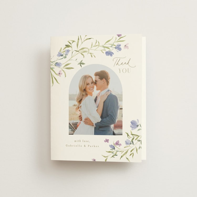 "Sweeping Meadow" - Bridal Shower Thank You Cards in Wisteria by Everett Paper Goods - Front