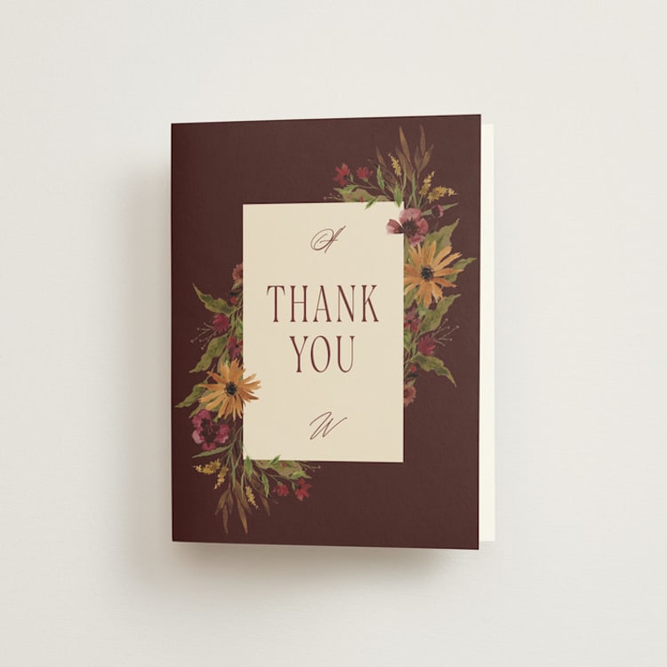 "Susie" - Bridal Shower Thank You Cards in Burgundy by Kate Ahn - Front