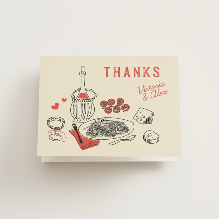 "That's Amore" - Bridal Shower Thank You Cards in Tomato by Sherley Ferreira - Front