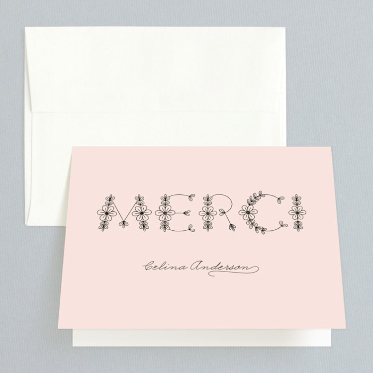 "Ohlala Chic" - Bridal Shower Thank You Cards in pink by Bonjour Paper - Front