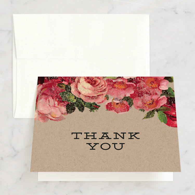 "The Porch" - Bridal Shower Thank You Cards in pink | red | brown | black by Susan Brown - Front