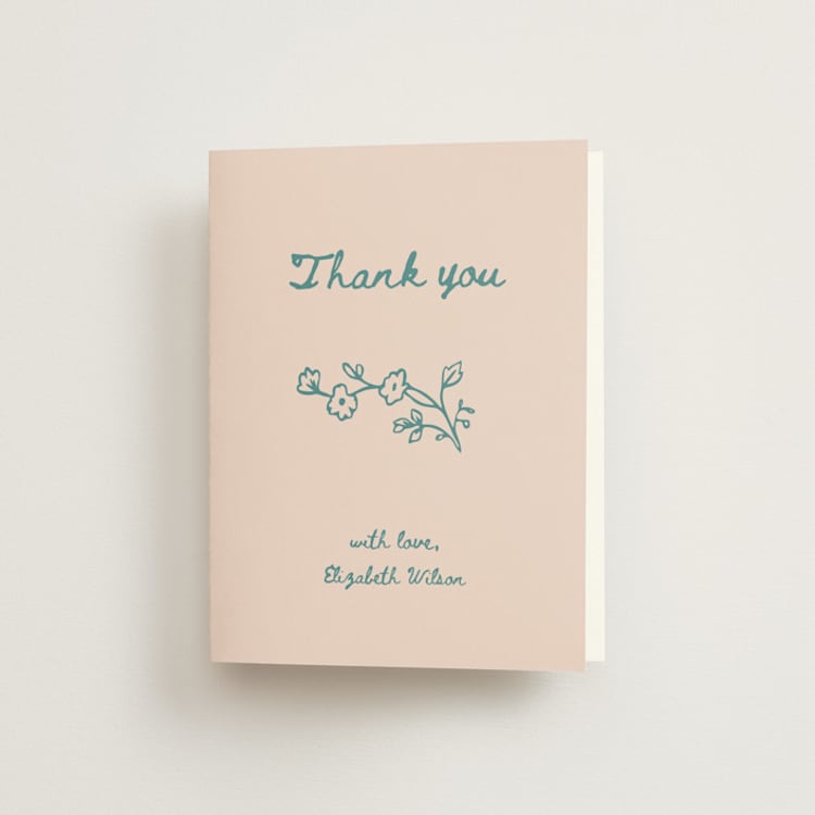 "Floral Lace" - Bridal Shower Thank You Cards in Turquoise by Rina Ozum - Front