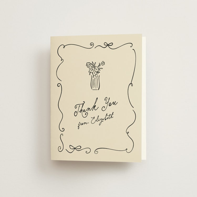 "Vintage Par-tea" - Bridal Shower Thank You Cards in Sand by Creo Study - Front