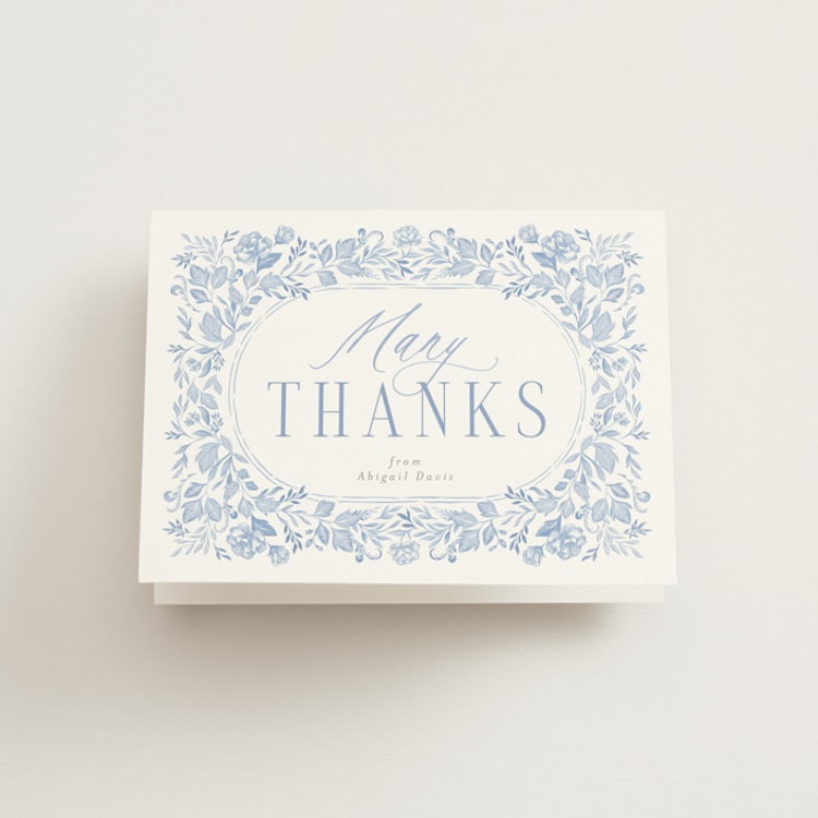 "French Blue" - Bridal Shower Thank You Cards in Periwinkle by Joanna Griffin - Front
