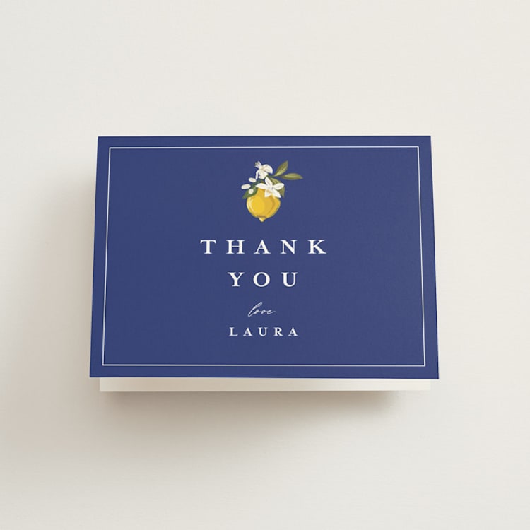 "Amore Floral" - Bridal Shower Thank You Cards in Cerulean by Susan Moyal - Front