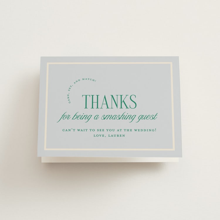 "Racquet Club" - Bridal Shower Thank You Cards in Sky by Leia Matt - Front