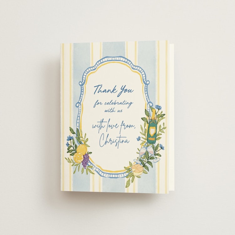 "Lemon" - Bridal Shower Thank You Cards in Blueberry by Elly - Front