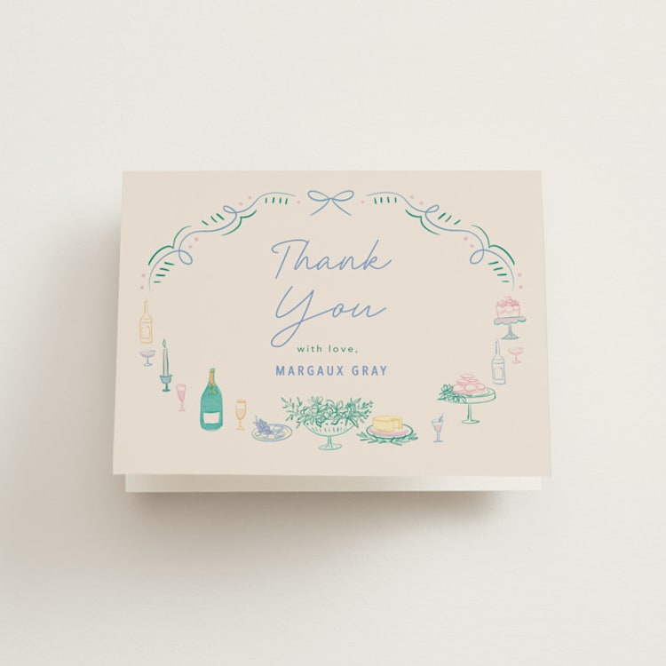 "Dining" - Bridal Shower Thank You Cards in Pastel by Elly - Front
