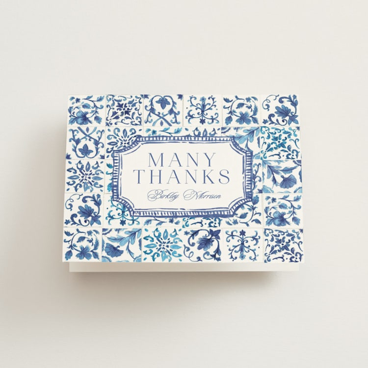 "Amalfi Coast" - Bridal Shower Thank You Cards in Cerulean by Jenna Holcomb - Front
